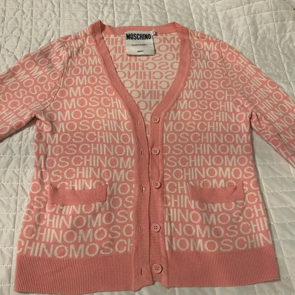 💕 Moschino Couture Pink Knit Logo Skirt Set Size L - Picture 5 of 10